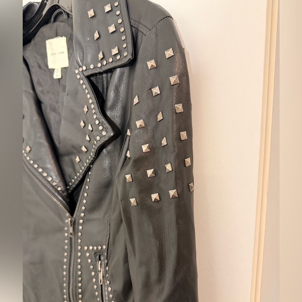 Silence + Noise Irina Embroidered Vegan Leather Moto Jacket XS - Picture 10 of 16